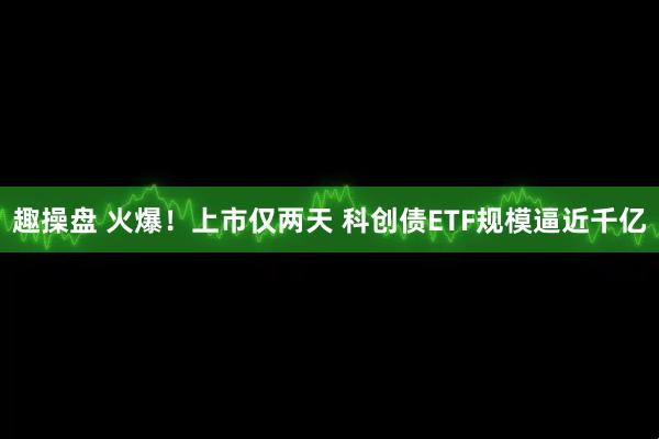 趣操盘 火爆！上市仅两天 科创债ETF规模逼近千亿